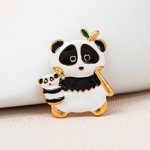 

Panda Design Brooch, Black and white