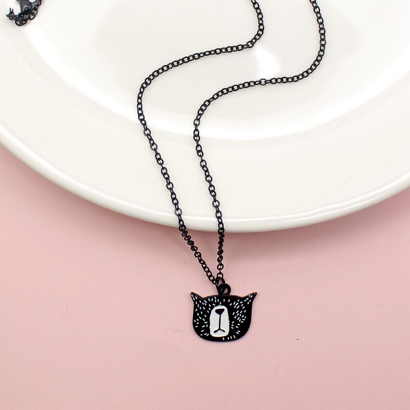 

Bear Charm Necklace, Black and white