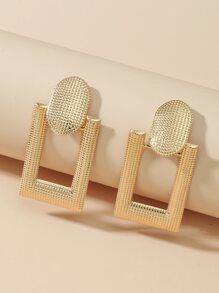 Hollow Out Geo Decor Earrings - Yellow Gold - View 2