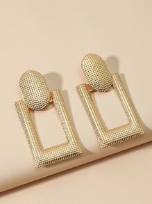 Hollow Out Geo Decor Earrings - Yellow Gold - View 3