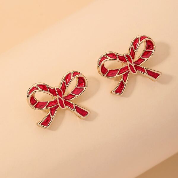

Bow Stud Earrings, Red
