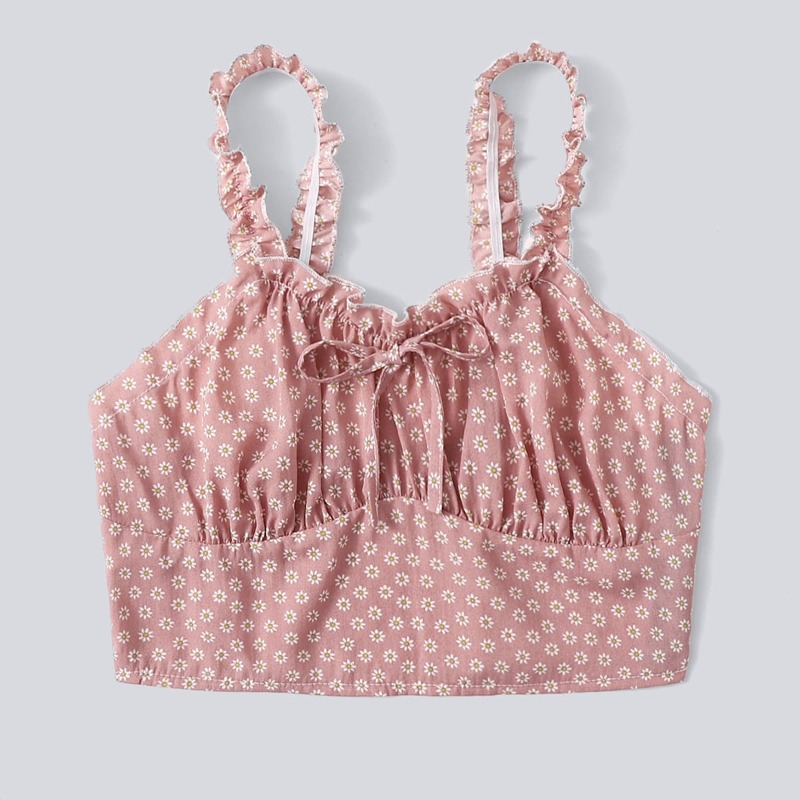 

Ditsy Flower Ruched Crop Top, Dusty pink