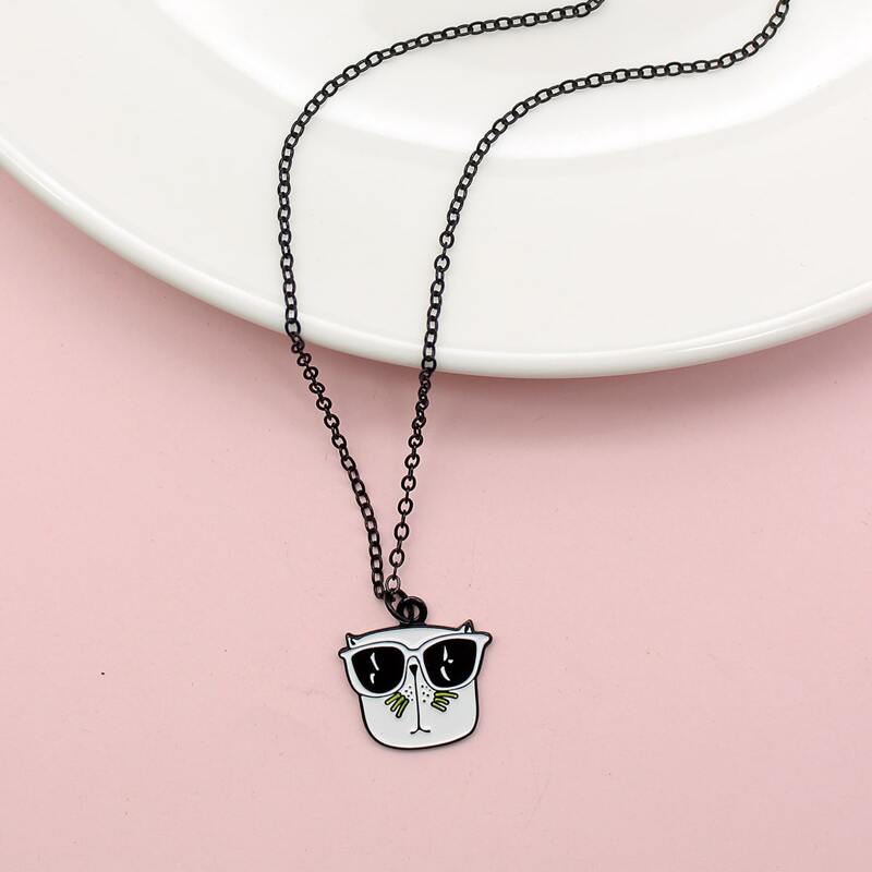

Cat Charm Necklace, Multicolor