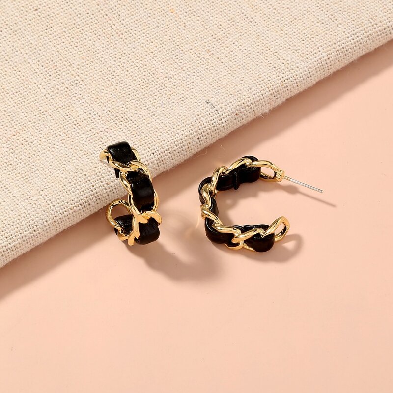 

Hollow Out Chain Cuff Hoop Earrings, Multicolor