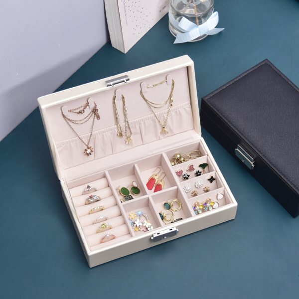 

1pc Solid Jewelry Storage Box, Multicolor