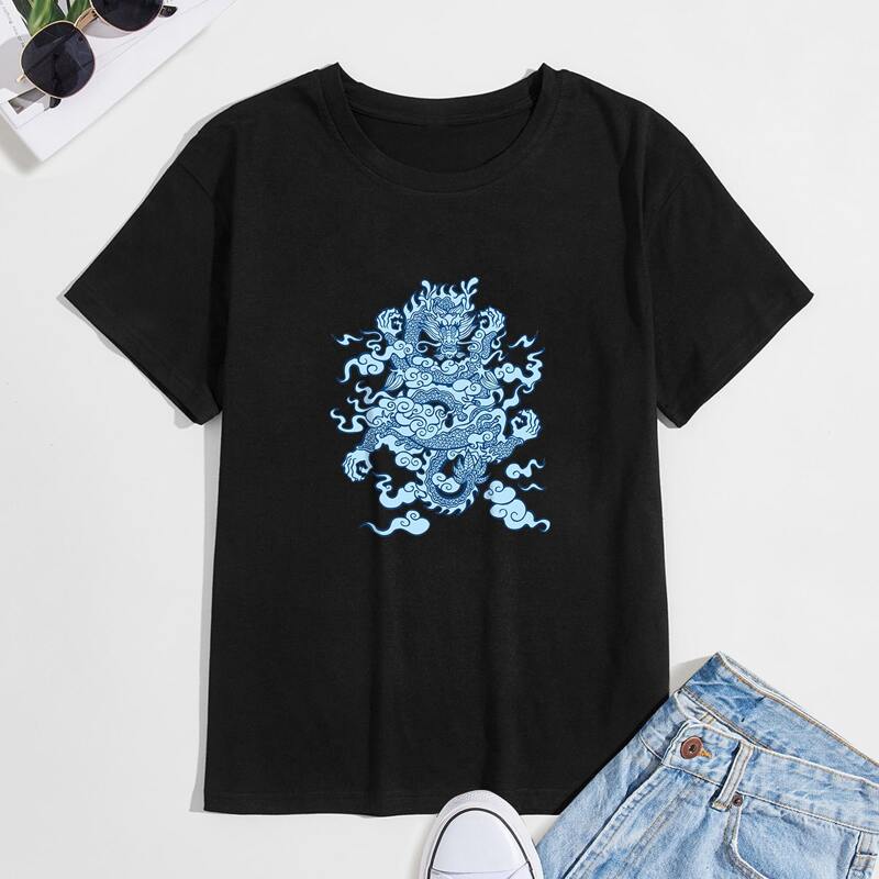 

Guys Chinese Dragon Graphic Tee, Black