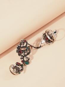 水鑽裝飾戒指 - 彩色 - 查看 4