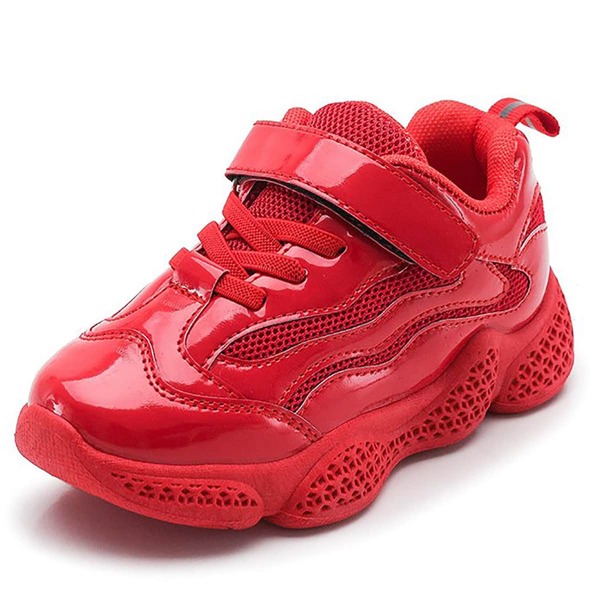 

Boys Patent Velcro Strap Sneakers, Red