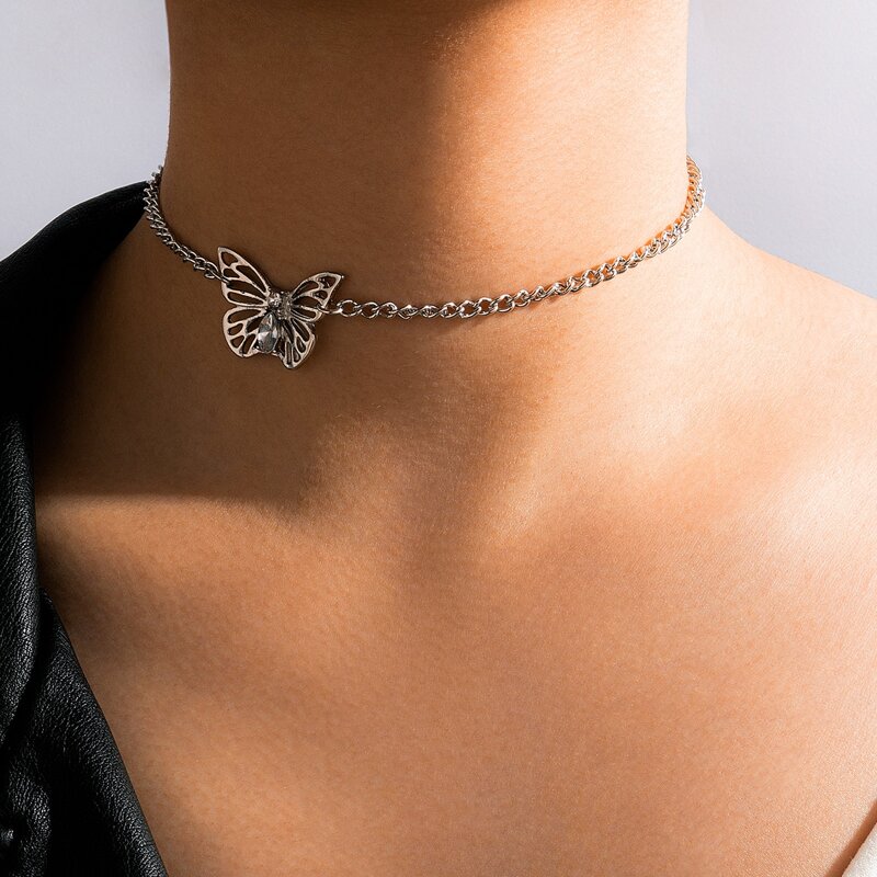

Butterfly Pendant Chain Necklace, Silver
