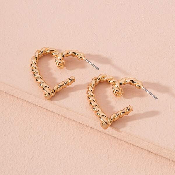 

Heart Design Earrings, Gold