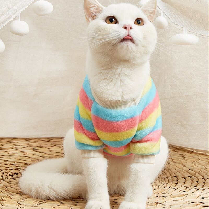 

Striped Plush Pet Sweatshirt, Multicolor