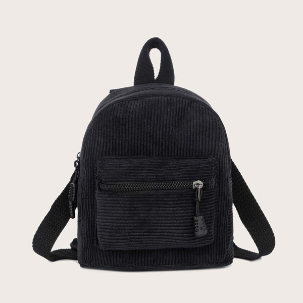 

Pocket Front Corduroy Backpack, Black