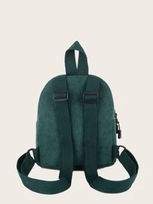 Mochila de pana con bolsillo delantero - Verde - Ver 3