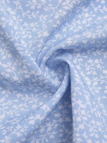 SHEIN Unity Váy Thắt nút Họa tiết hoa Thanh lịch - Màu xanh nhạt - Xem 4