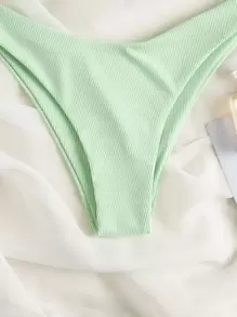 SHEIN Swim Rib Underwire One Shoulder Bikini Set Summer Beach - Mint Green - View 3