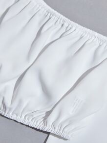 SHEIN Essnce 露肩短版上衣 - 白色 - 查看 8