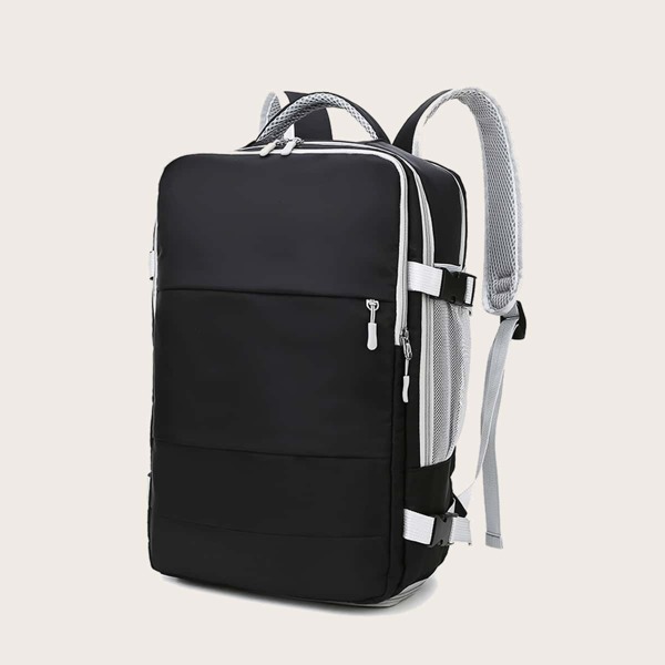 

Double Zip Front Outdoor Backpack, Black