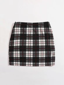 SHEIN Essnce Falda ajustada de cuadros - Multicolor - Ver 2