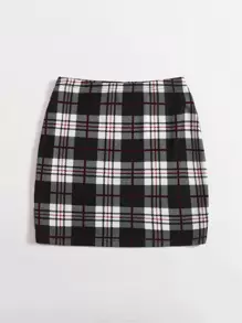 SHEIN Essnce Falda ajustada de cuadros - Multicolor - Ver 5