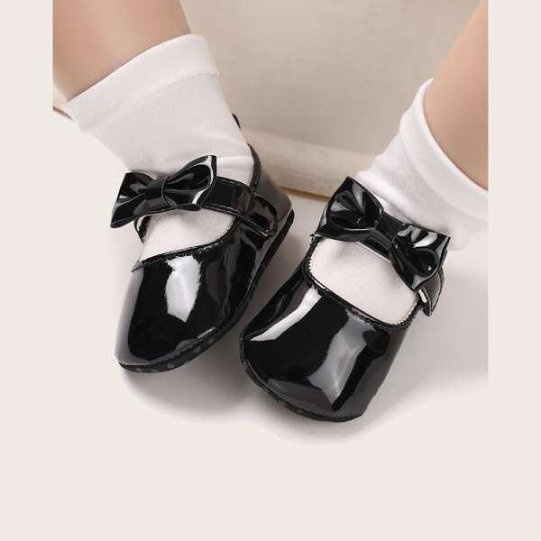 

Baby Girl Bow Decor Flats, Black