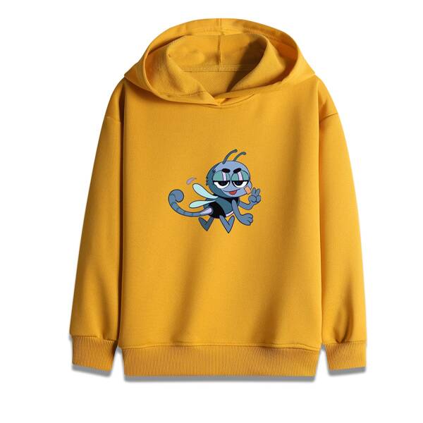 

Boys Drop Shoulder Cartoon Graphic Hoodie, Mustard yellow