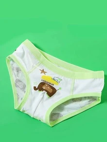 4 piezas ropa interior con estampado de dibujos animados y letra - Multicolor - Ver 3