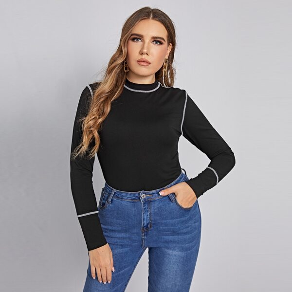 

Plus Stitch Trim Slim Tee, Black