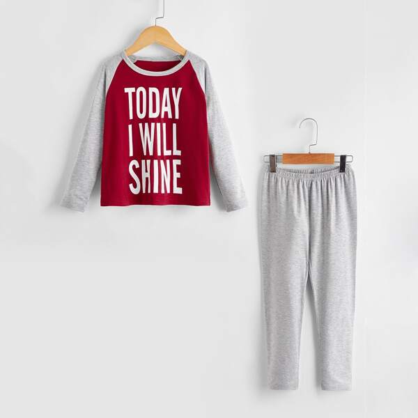 

Toddler Boys Slogan Graphic Color-block PJ Set, Multicolor
