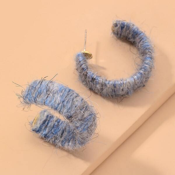 

Cuff Hoop Earrings, Blue