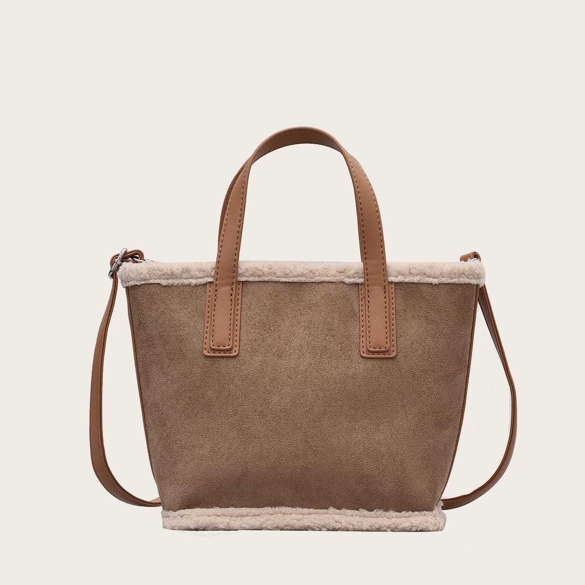 Image of Contrast Faux Fur Satchel Bag