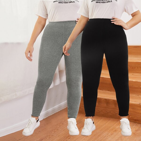 

Plus 2pack Lettuce Edge Leggings, Multicolor