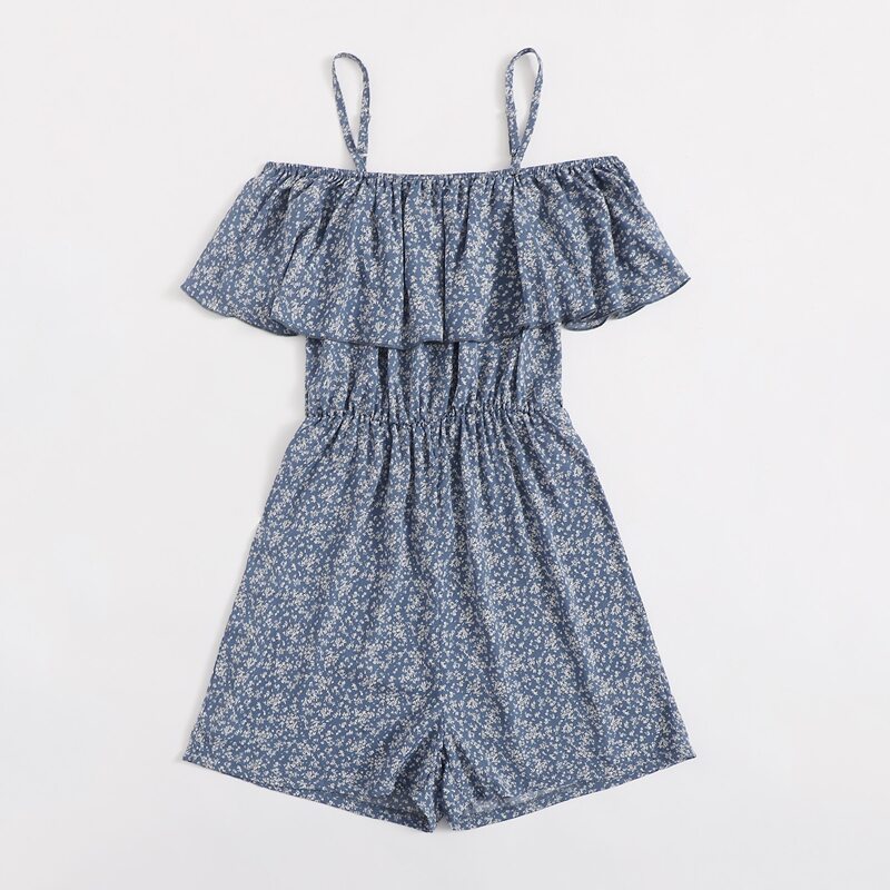 

Ditsy Flower Ruffle Jumpsuit, Navy blue
