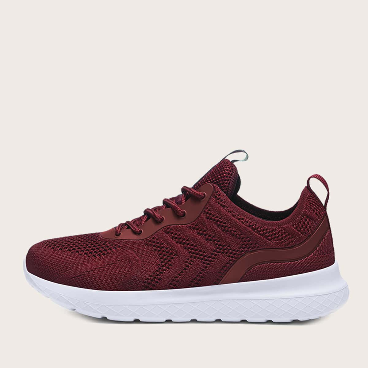 

Lace-up Front Knit Sneakers, Burgundy