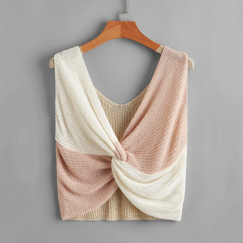 

Cut And Sew Twist Knit Top, Multicolor