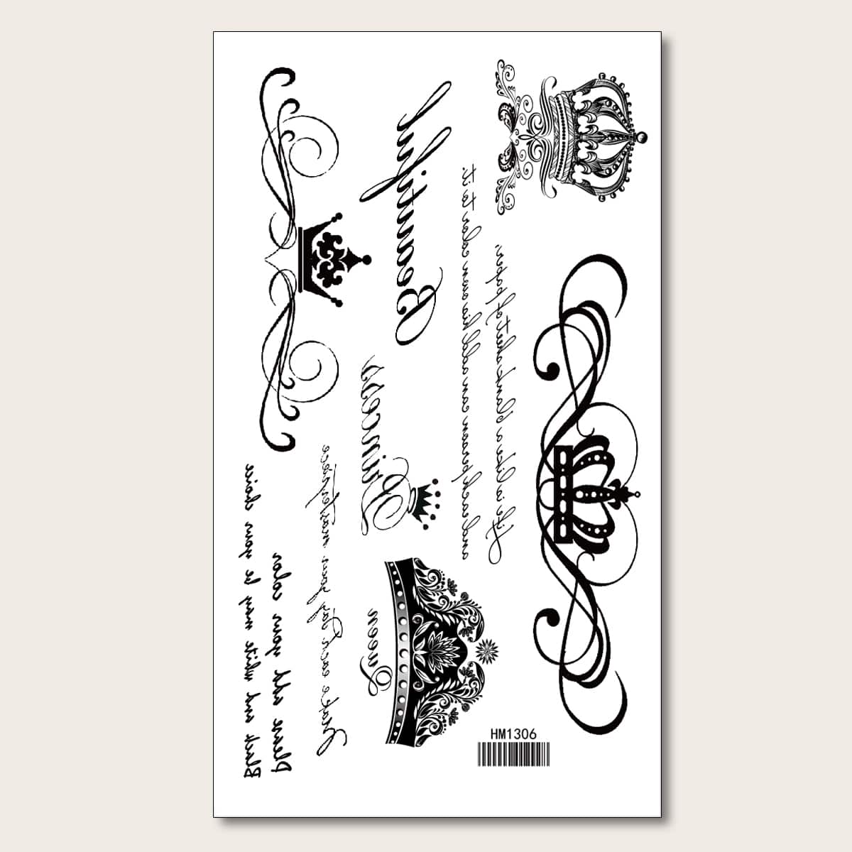 

1sheet Crown Pattern Tattoo Sticker, Black