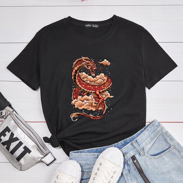 

Chinese Dragon Graphic Tee, Black
