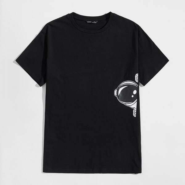 

Men Astronaut Print Tee, Black