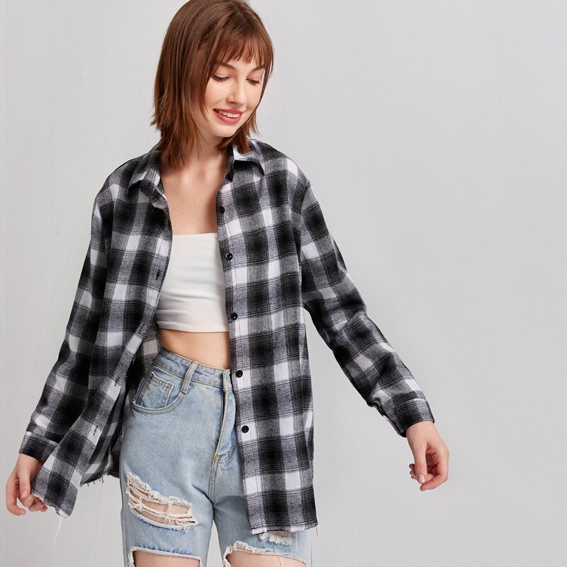 

Plaid Button Front Blouse, Multicolor