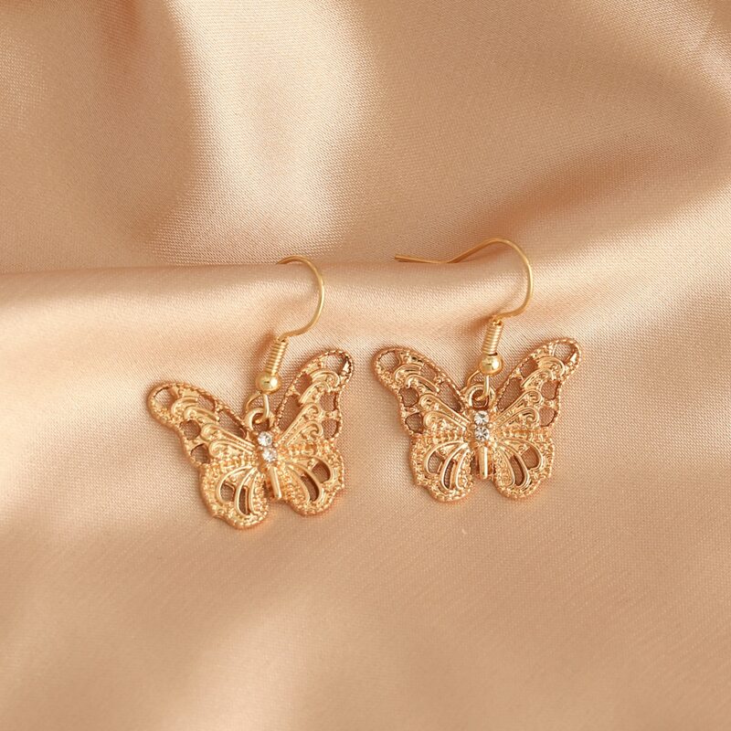 

Butterfly Drop Earrings, Gold