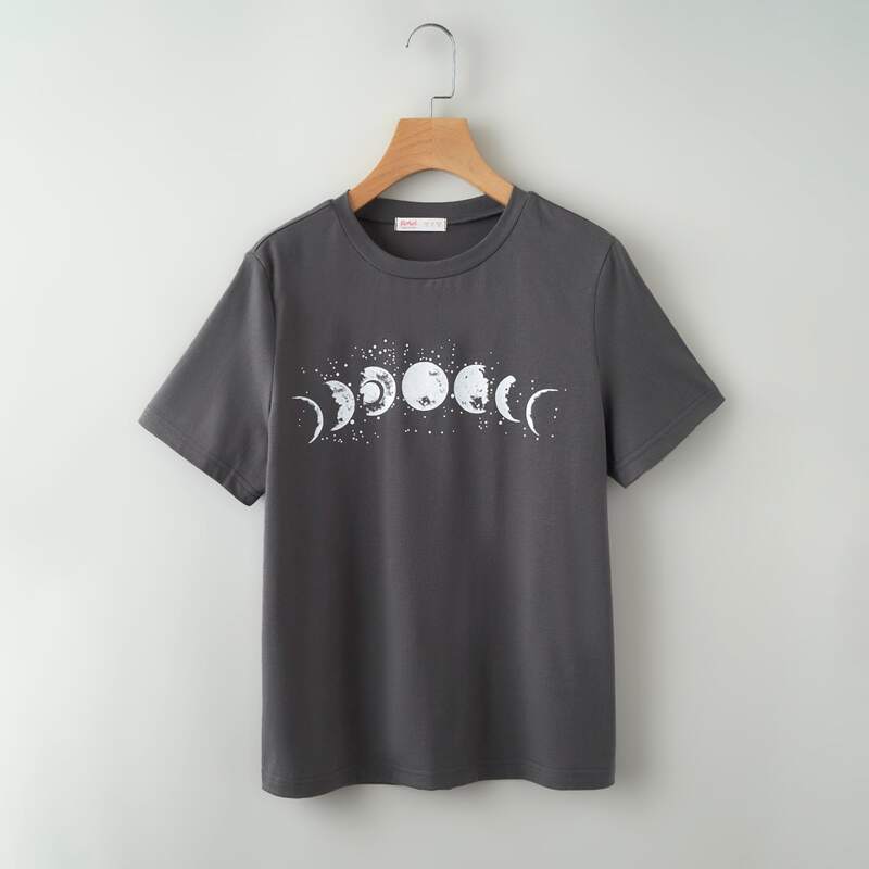 

Moon Graphic Tee, Dark grey
