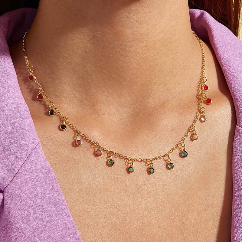 

Crystal Tassel Pendant Necklace, Gold