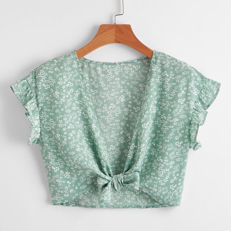 

Ditsy Floral Crop Top, Mint green