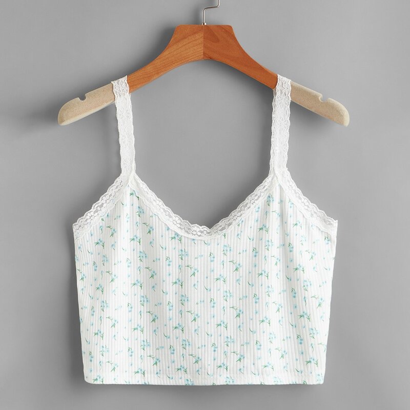 

Ditsy Floral Crop Cami Top, White