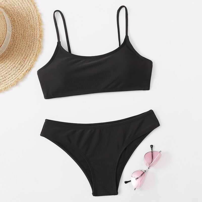 

Solid Bikini Swimsuit, Black