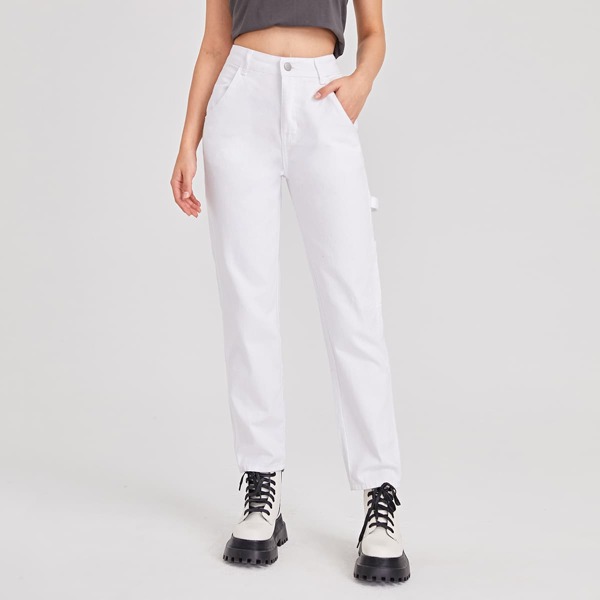 

High Waist Mom Fit Jeans, White