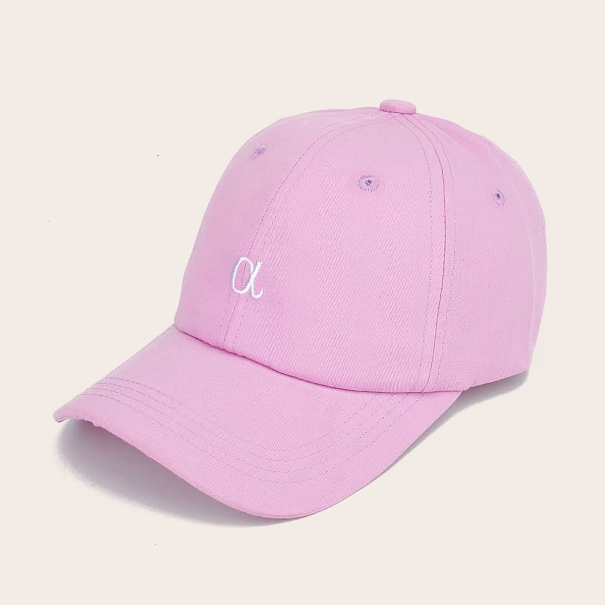 

Letter Embroidery Baseball Cap, Baby pink