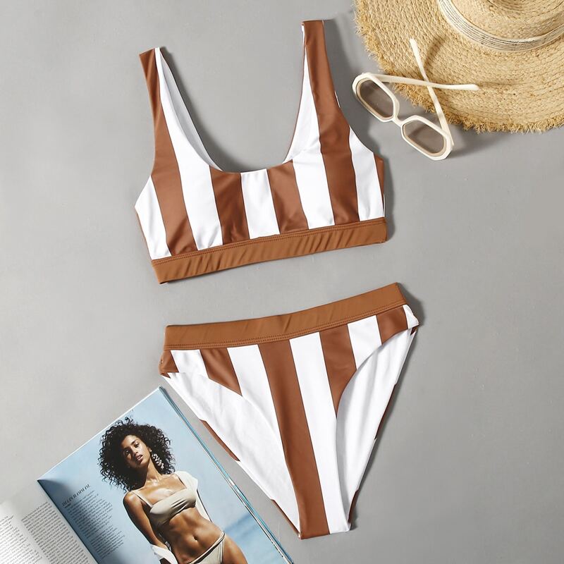 

Striped Bikini Swimsuit, Multicolor