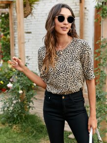 SHEIN Holidaya All Over Print Blouse - Multicolor - View 4