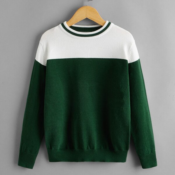 

Boys Two Tone Sweater, Dark green
