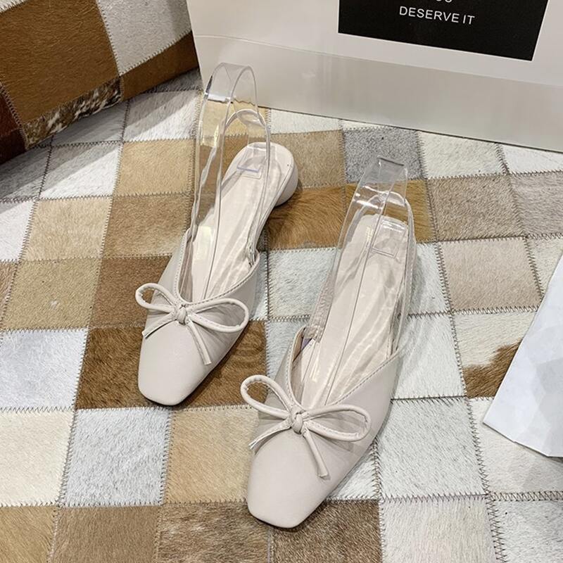 

Bow Knot Slingback Flats, Beige